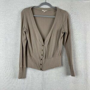 3/$15 color story tan button half button cardigan tan